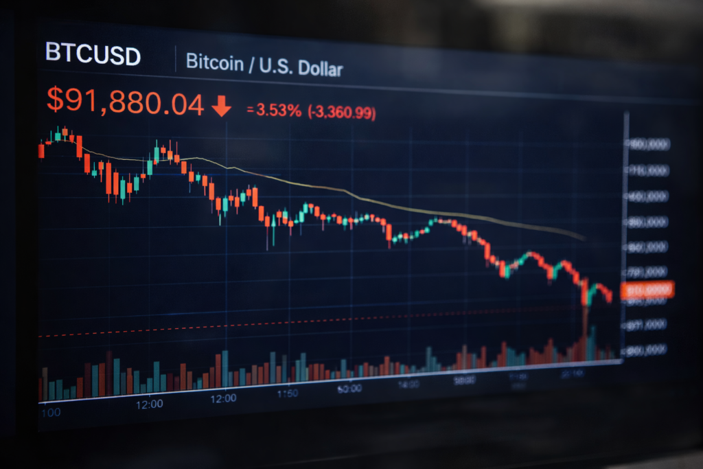 Bitcoin falls below $92,000 as tariff fears hit risk assets