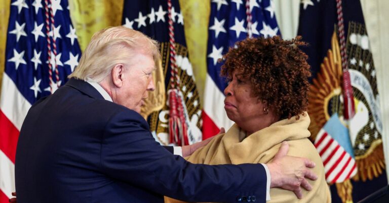 Trump basks in Black History Month praise, dodging racism claims