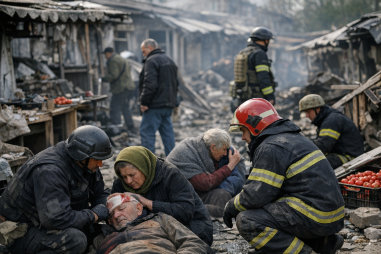 Five killed by Russian strike on market in frontline Ukrainian city