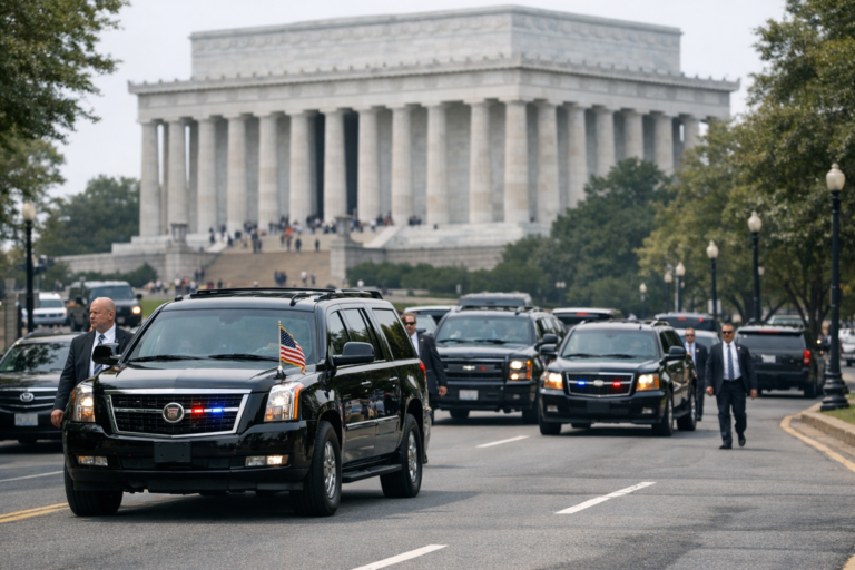 U.S. President Donald Trump en route to Trump National Golf Club